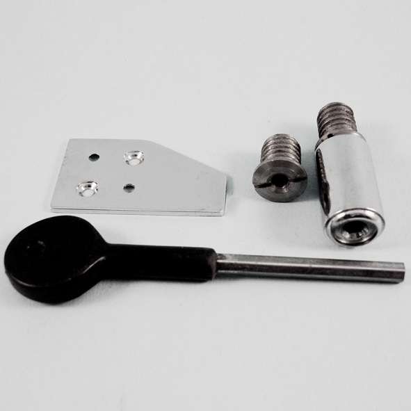 THD256/CP • 28mm • Polished Chrome • Surface Sash Stop With Stainless Steel Insert and Extended Key
